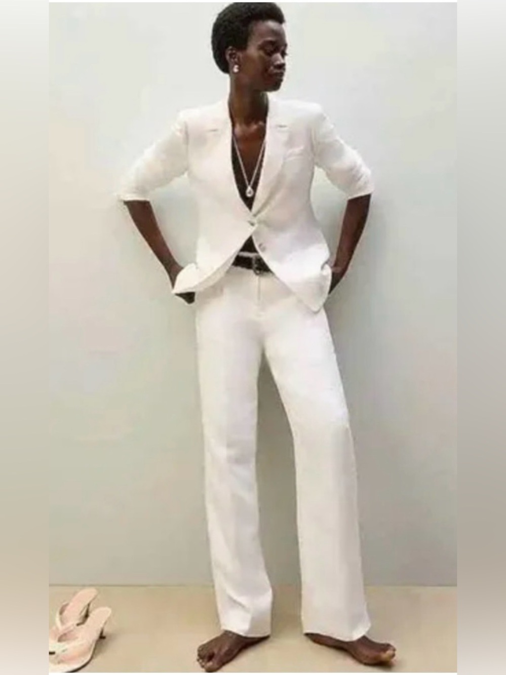 J. Crew Chelsea Linen Cupro Ivory White Wide Leg Pants Slack Trousers